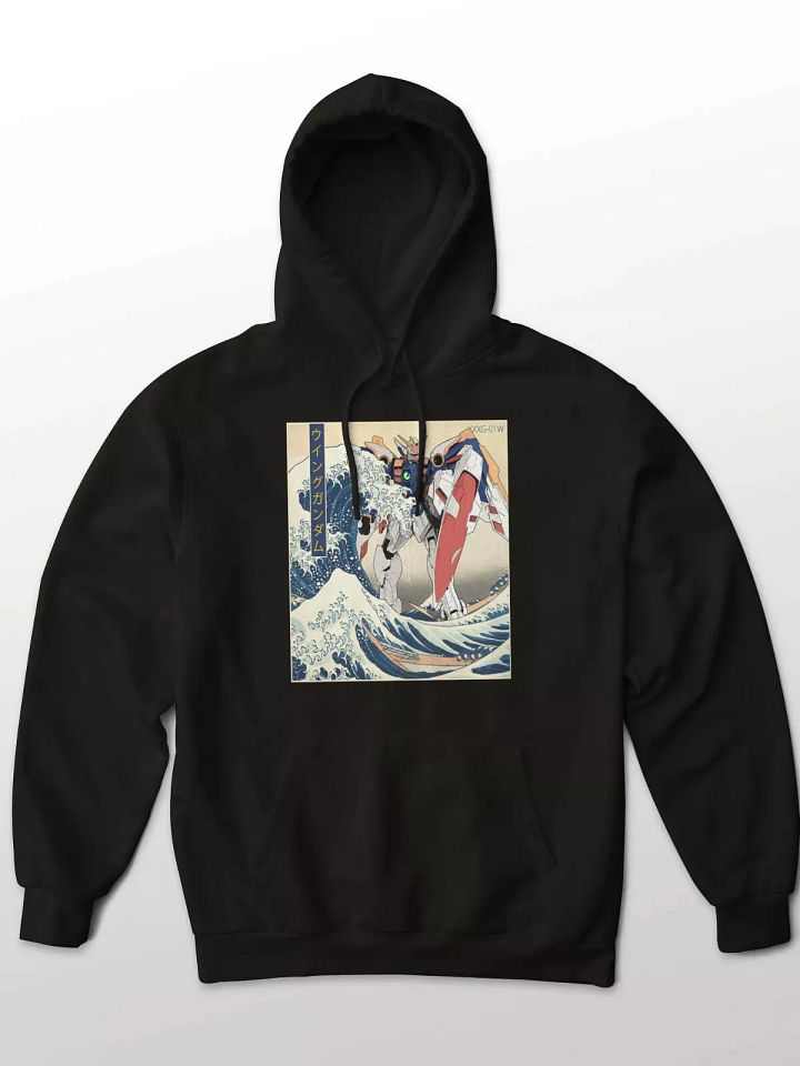 Gundam Wing in the Great Wave off Kanagawa Anime Graphic Art Hoodie Sweatshirt product image (1)