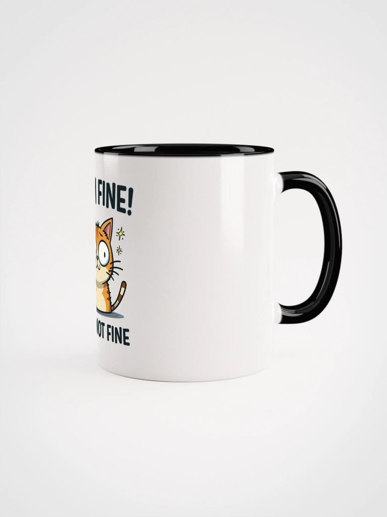 Anxious Cat 'I AM FINE!' Color Inside Mug product image (7)