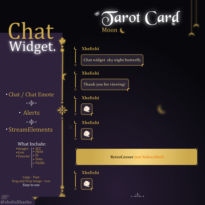 SIMPLE Dark STREAM OVERLAY Celestial, Dark overlay pack, Celestial Animated Overlay, Stream overlay pack, Black and gold Overlay product image (2)