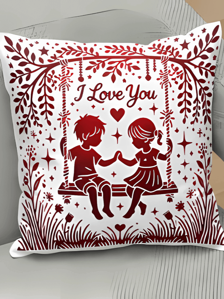 Adorable Two Kids on a Swing Pillow Sublimation Design – Cute Digital Download PNG – 300 DPI for Pillow Covers product image (1)
