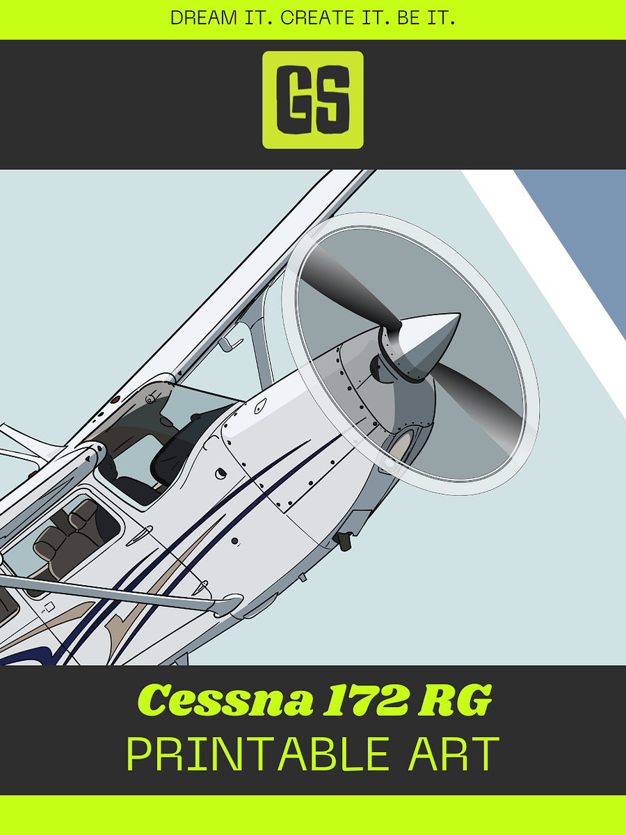 Cessna 172 RG ZS-KUI Printable Aviation Wall Art No Aircraft Registration Landscape Blue and White Background product image (4)