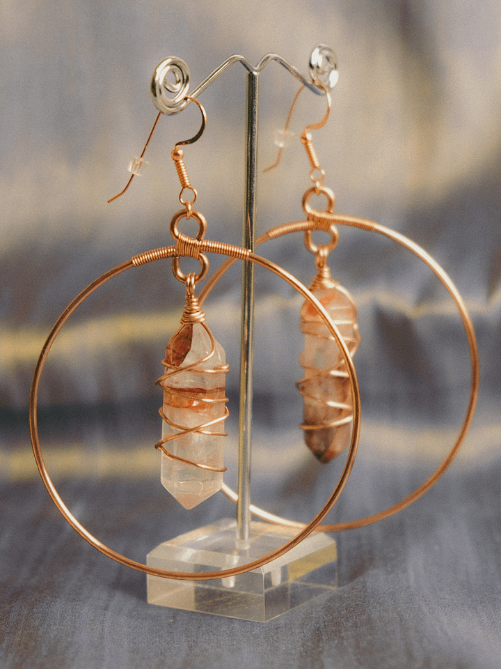 i feel Centered - Red lepidocrocite quartz hoop earrings product image (1)