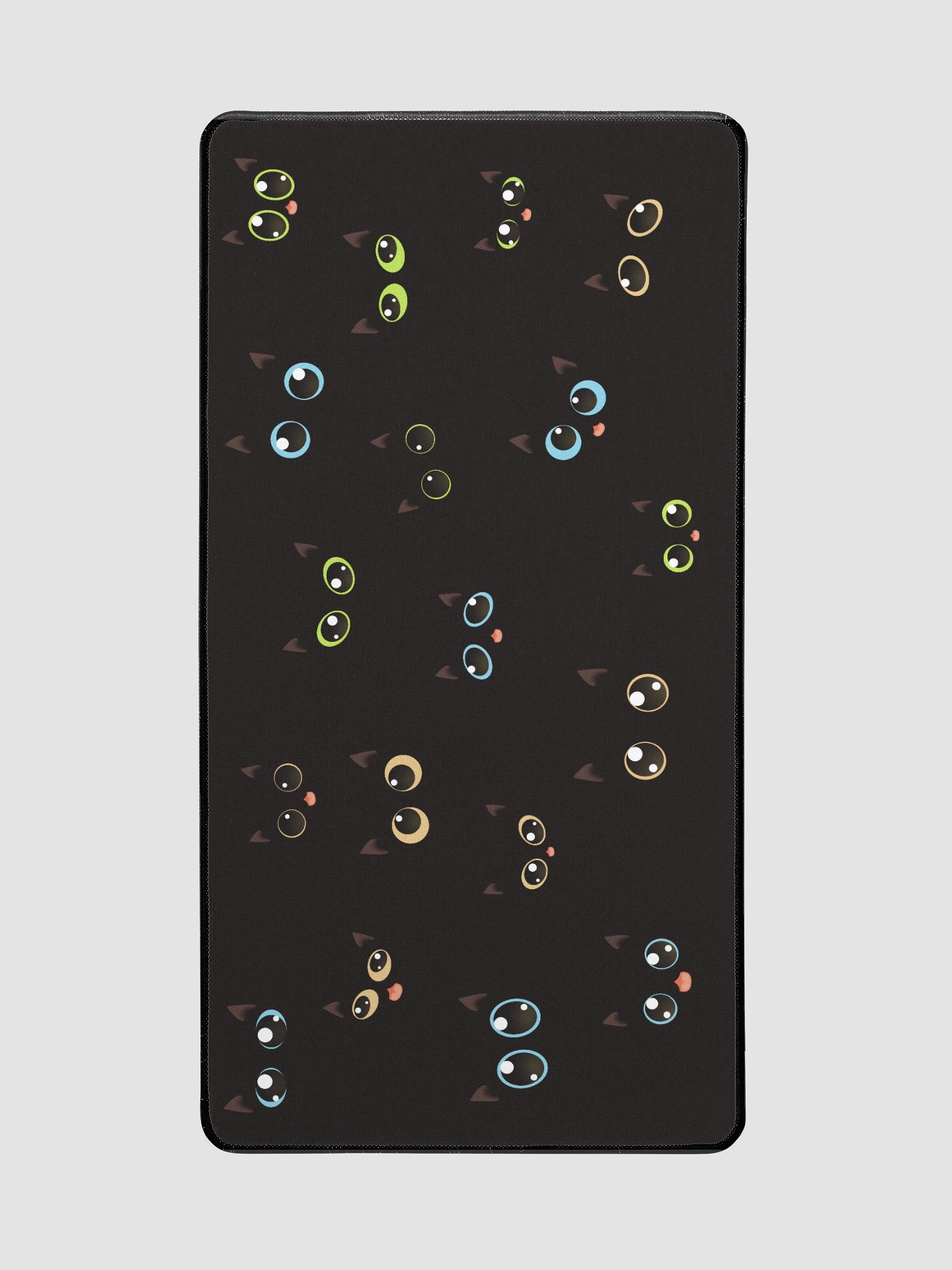 Cute Black Cat Faces (Multicolor Eyes) Desk Mat 15.5" x 31.5" product image (2)