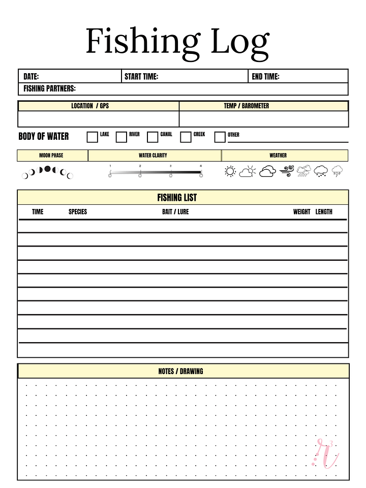 FREE Fishing Log - Printable PDF product image (1)