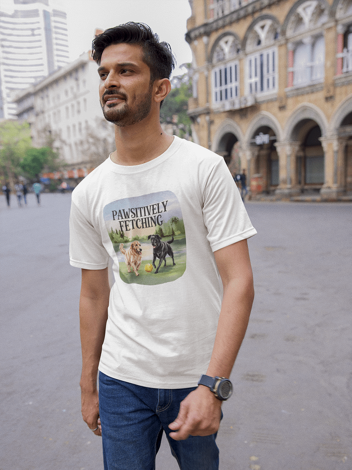 Pawsitively Fetching - Two Playful Dogs In The Garden T-shirt product image (2)