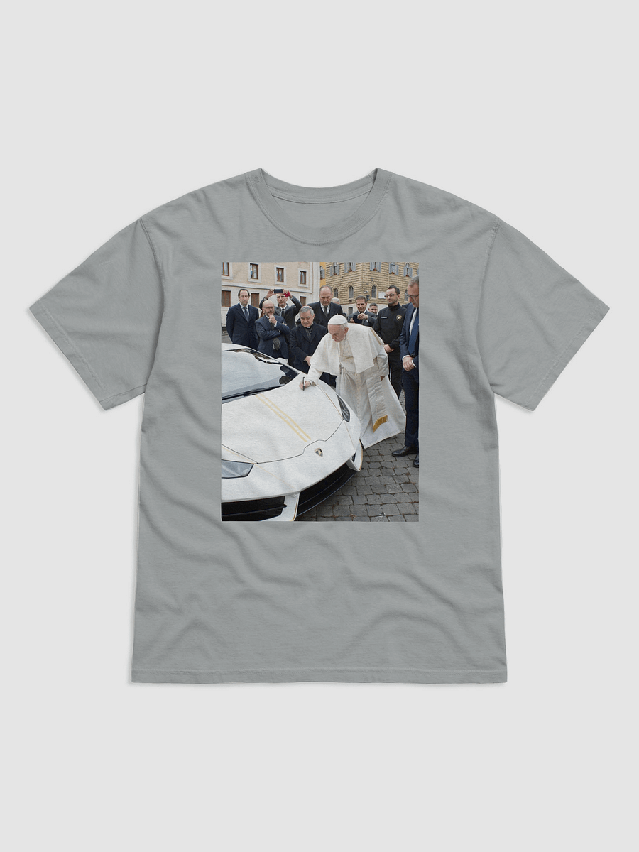 pope francis signing lambo tee product image (2)