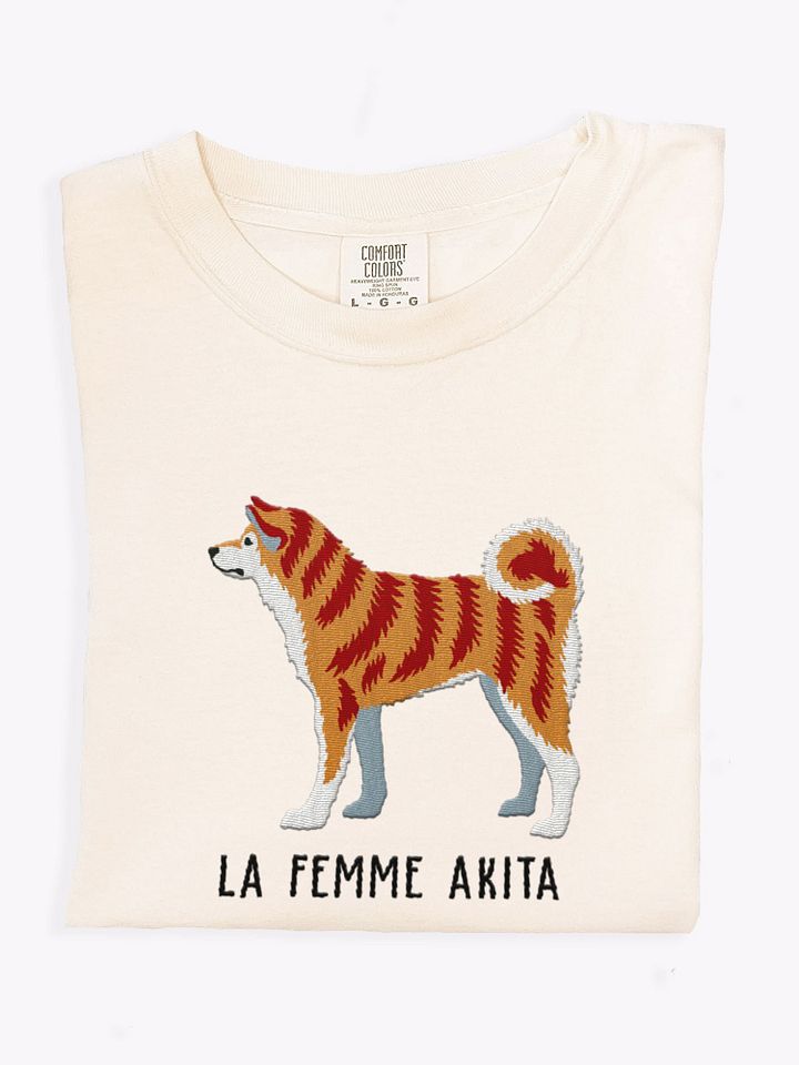 La Femme Akita T-Shirt(Embroidered) of a Japanese Akita(Brindle) product image (1)