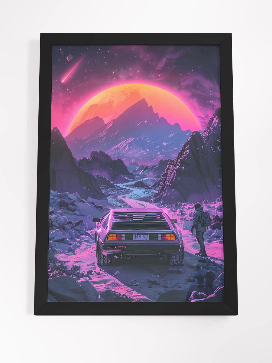 Neon Mountain Moonrise Framed Poster product image (4)