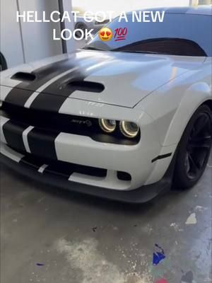My hellcat got a New look! i love the stripes!! #srt #hellcat #wrap #mopar 