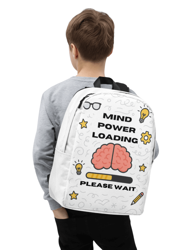 Mind Power Loading… Please Wait Backpack (White) product image (1)
