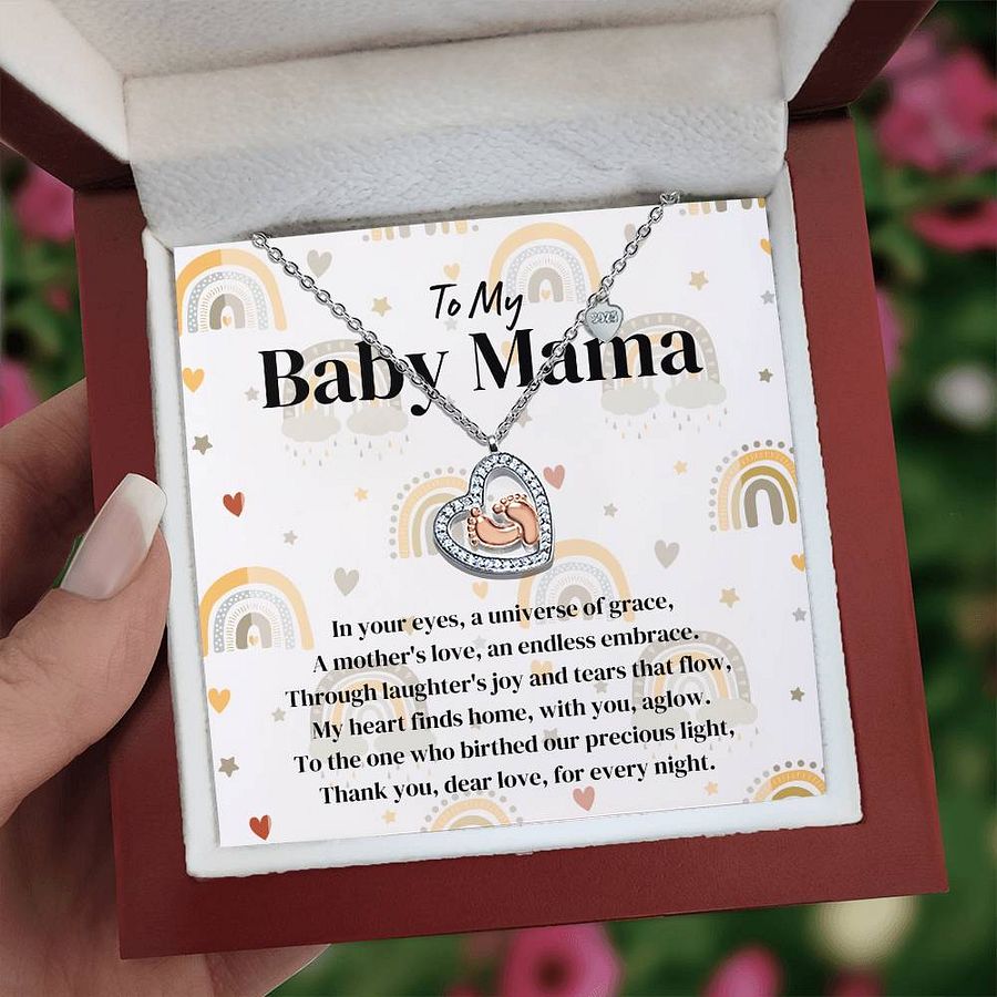 To My Baby Mama Baby Feet Necklace - A Mother's Love product image (1)