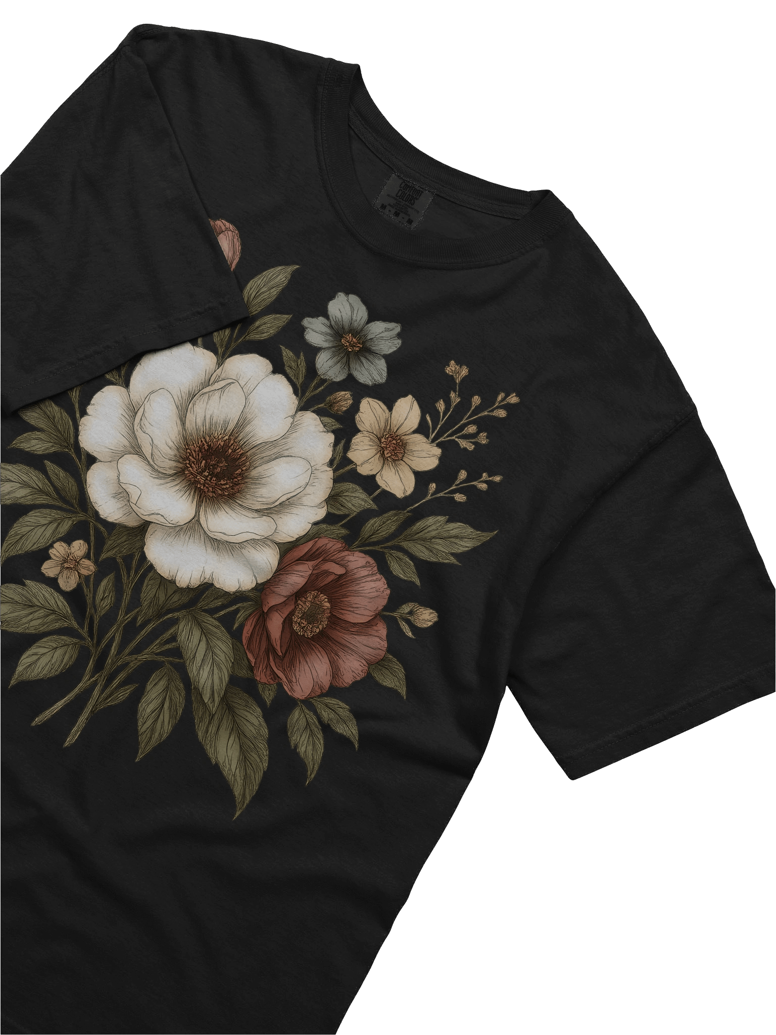 Vintage Botanical Floral T-Shirt for Women – Dark Aesthetic Garden Flower Graphic Tee product image (4)