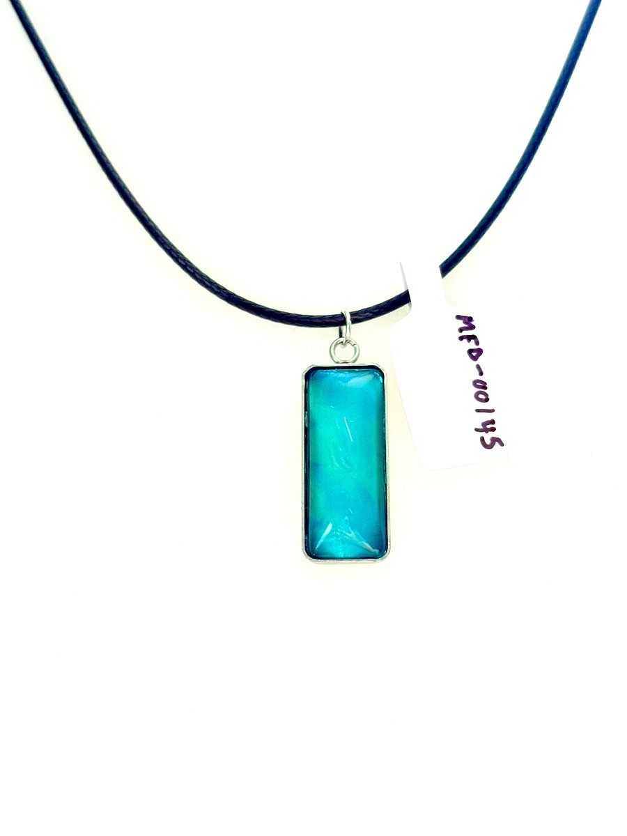 Electric Tide Pendant Necklace | Teal Blue | Rectangle Cabochon | Monique Faella Designs™ | MFD-00145 product image (5)