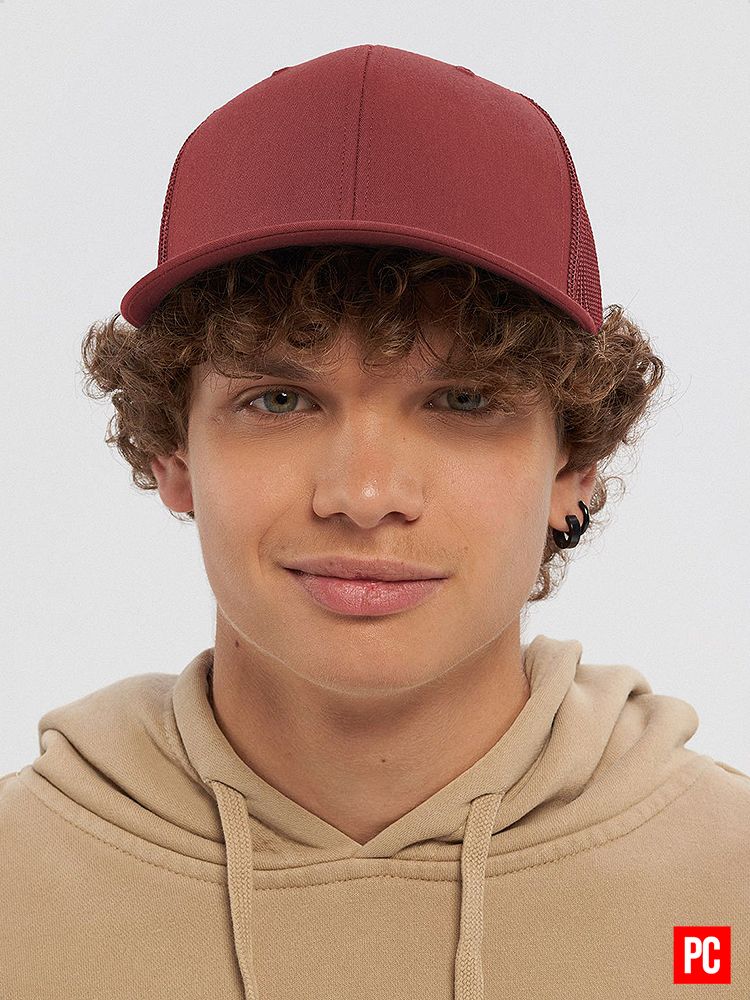 Plain Color Cardinal Snapback Mesh Trucker Hat product image (1)