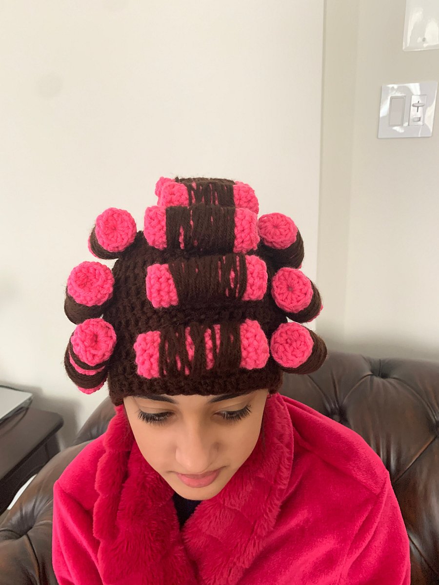 Crazy Cat Lady Hat Crochet Pattern, Crochet Curler Wig Hat Pattern, Beautician Cap with Foam Rollers, ALL Sizes product image (5)
