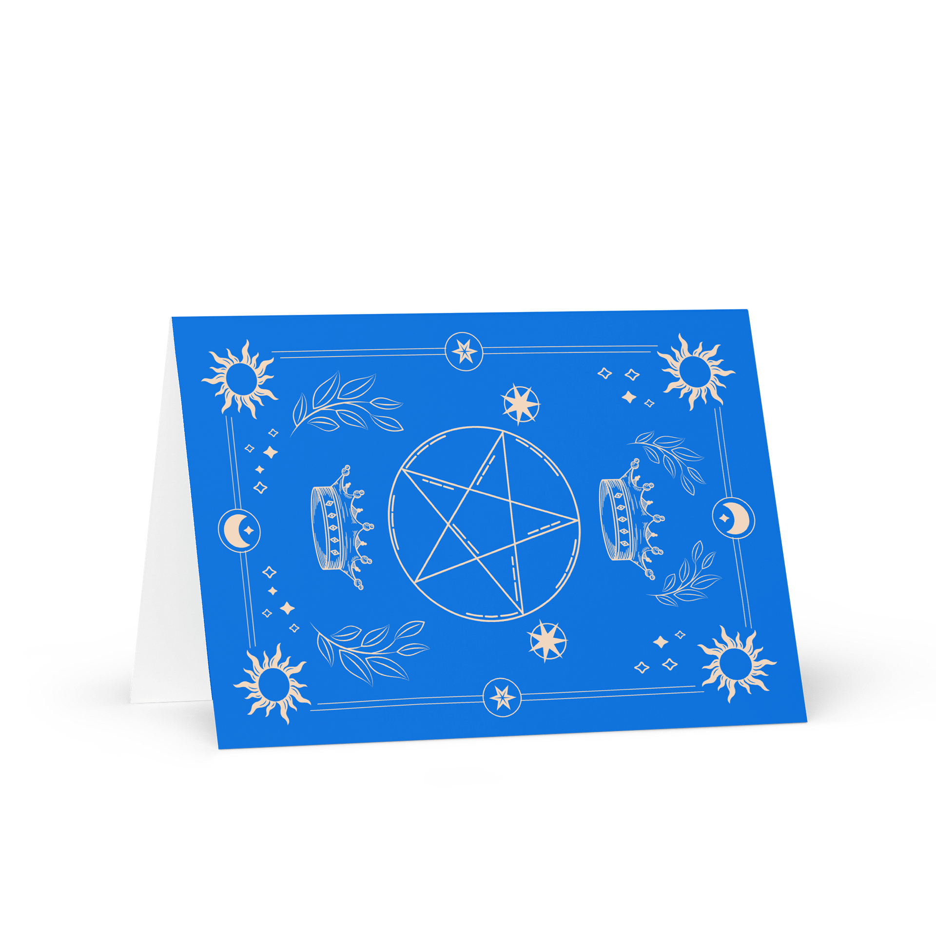 Crown and Pentagram Blue Tarot Card 5×7 Greeting Card product image (1)