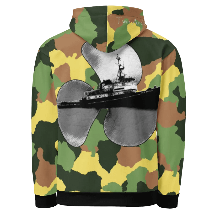 Green Camouflage Three blade prop & Jack tug Hoodie product image (1)