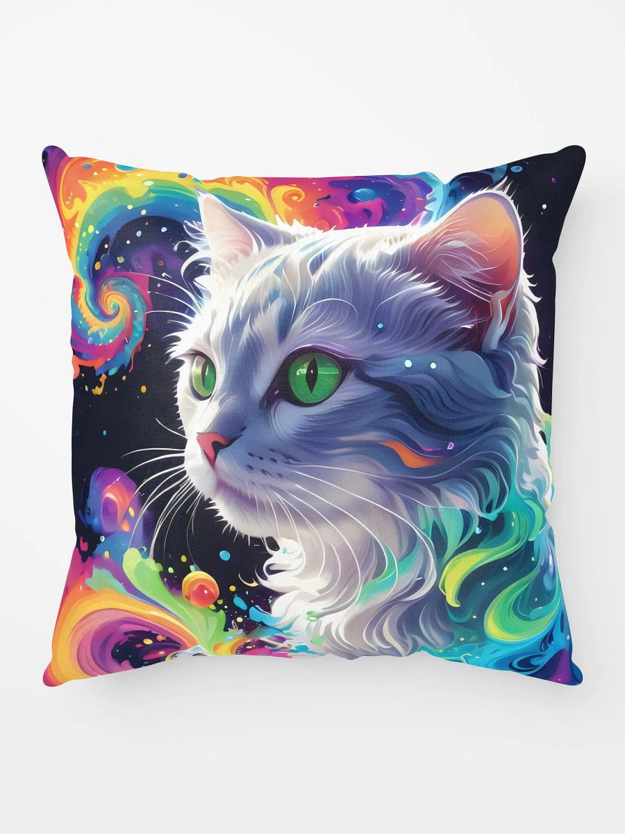 Psychedelic Cat Swirling Rainbow Art Pillow product image (1)