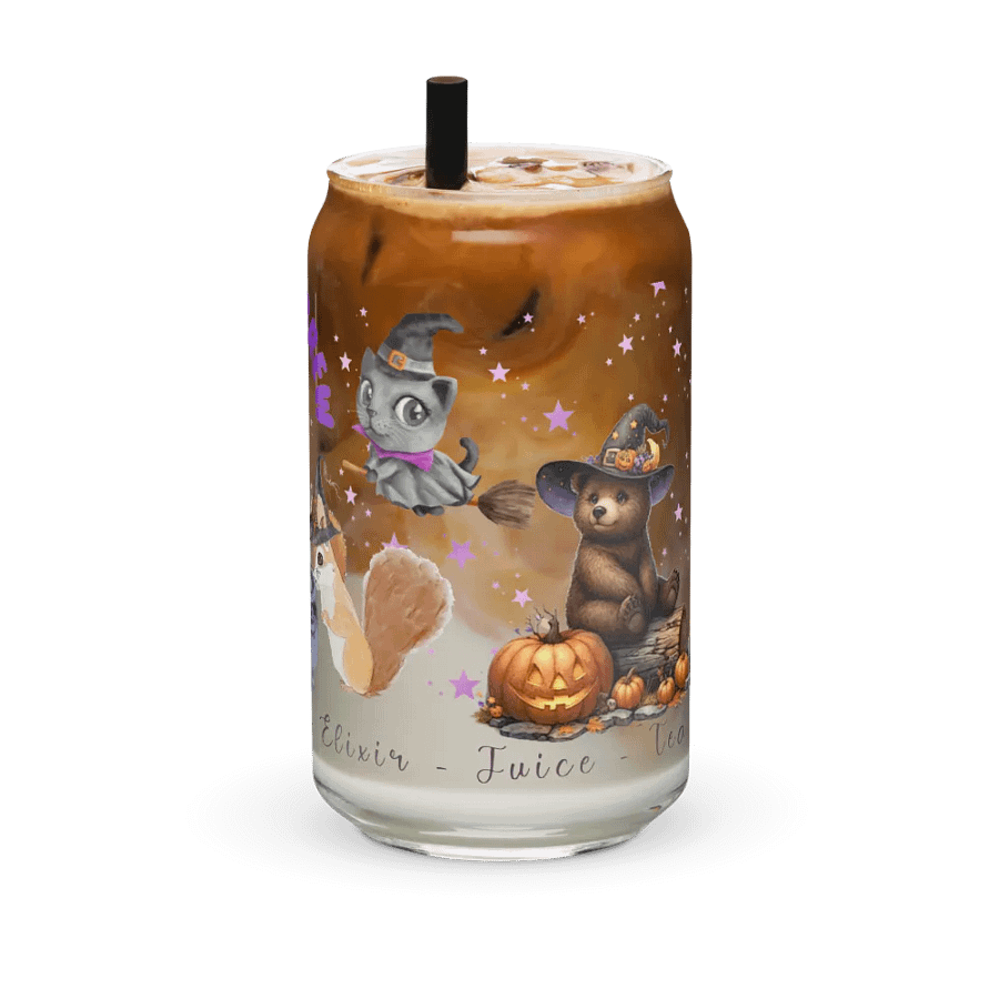 Witches Brew Coven: The Enchanted Gathering Glass Can Tumbler | 16oz | Optional Bamboo Lid & Straw product image (4)