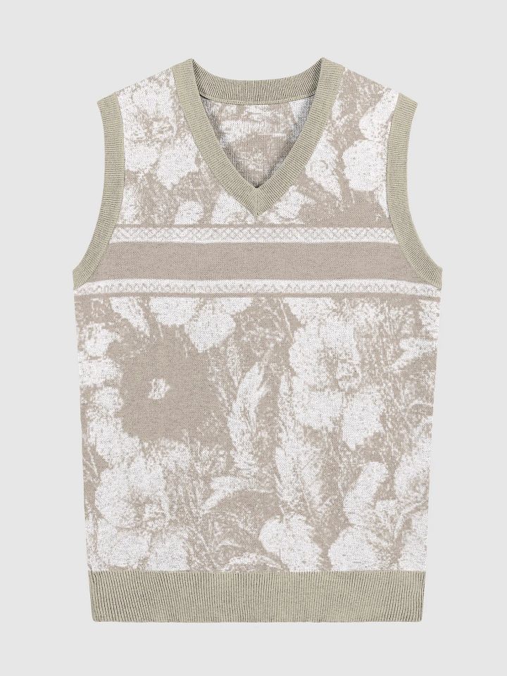 Floral Bliss III Knitted V-Neck Vest product image (1)
