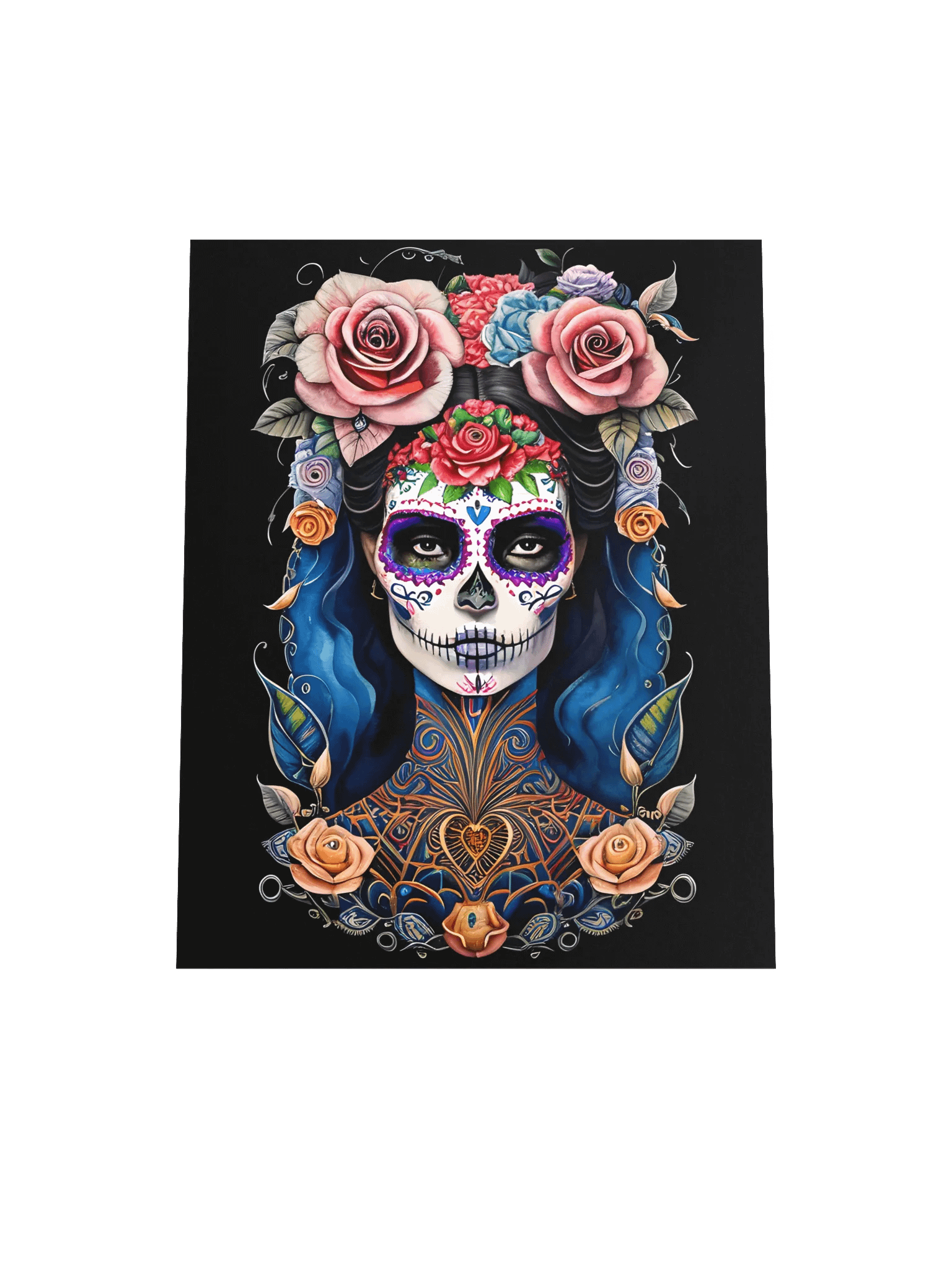 Sugar Skull Art -Woman in Gorgeous Skull Makeup Poster product image (18)