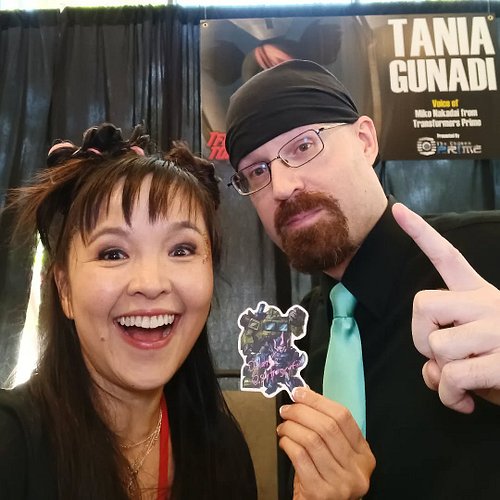 At TFcon, I met Tania Gunadi, voice of Miko in TF Prime. I gave her a sticker with my art of Bulkhead and Arcee, and she insi...