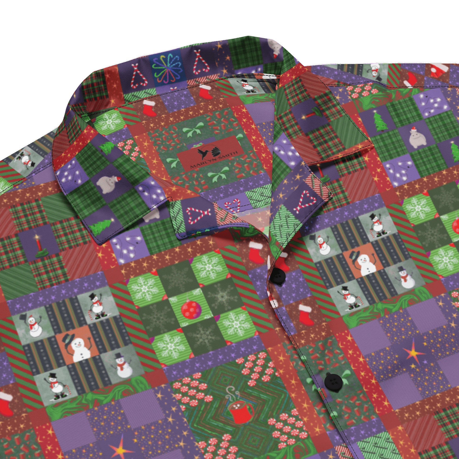 Christmas Patchwork Oversized Button Down Shirt product image (3)