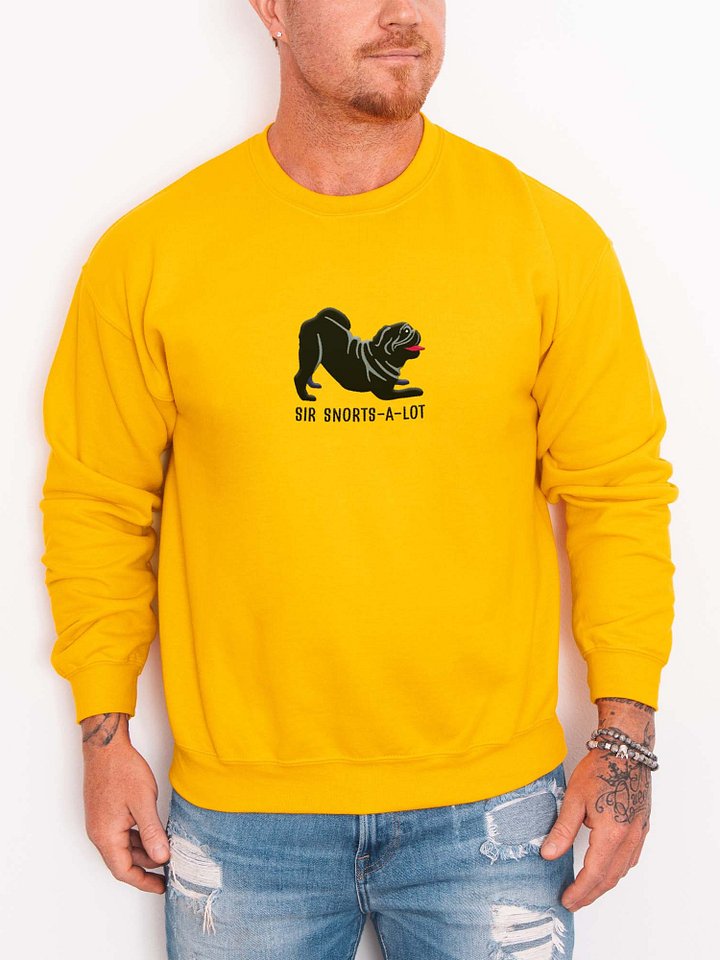 Sir Snorts-A-Lot Sweatshirt (Embroidered) of a Pug(Black) product image (2)