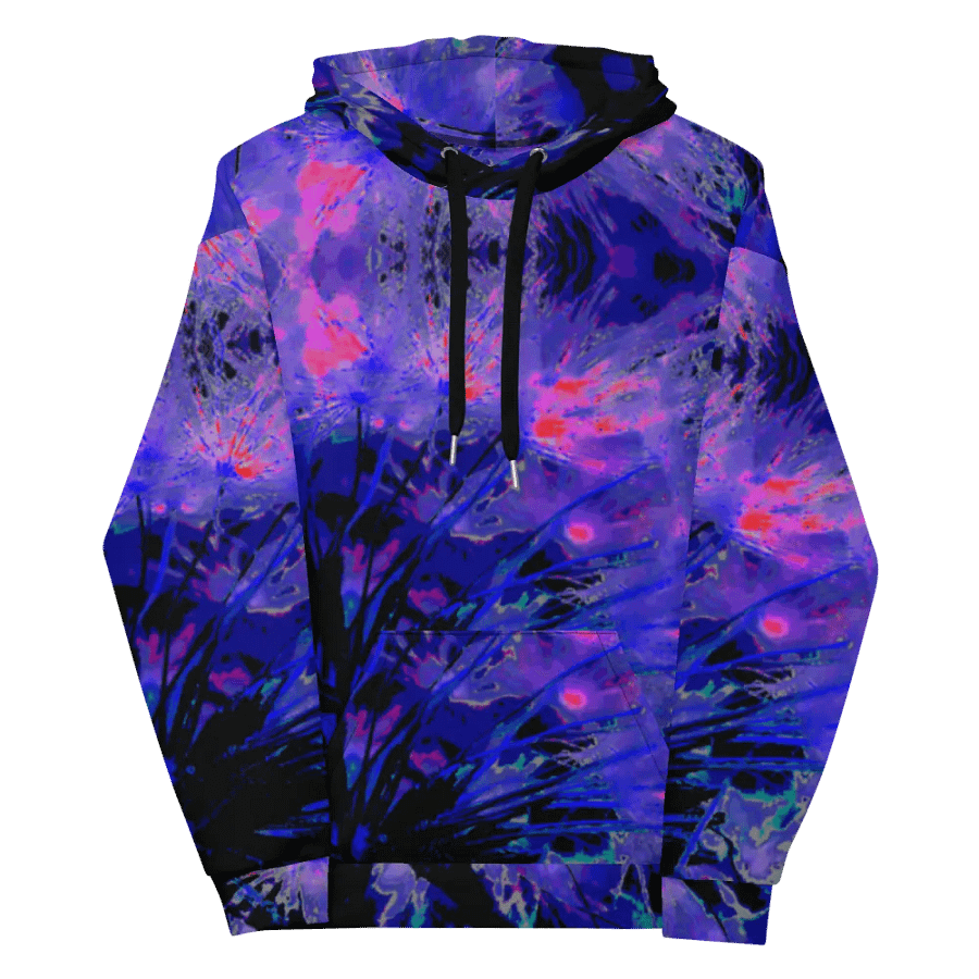 Abstract Funky Neon Dandelion Seeds Unisex Pull Over Hoodie product image (12)