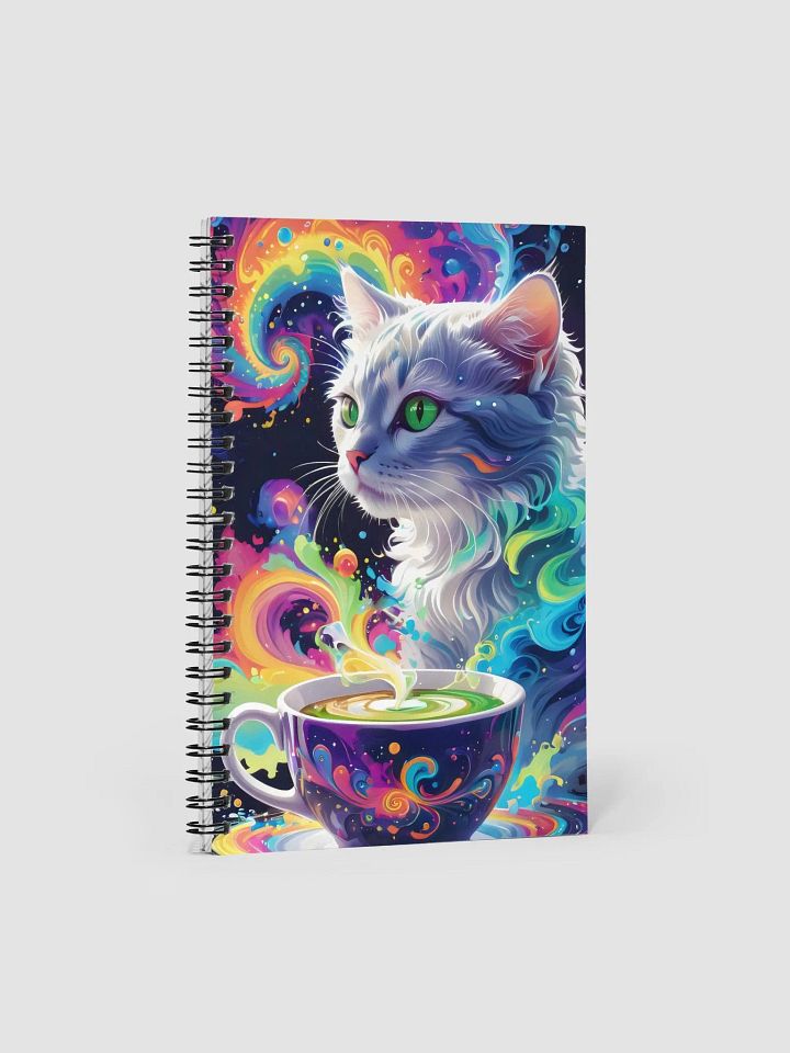 Psychedelic Cat with Swirling Coffee Art Spiral Notebook product image (1)