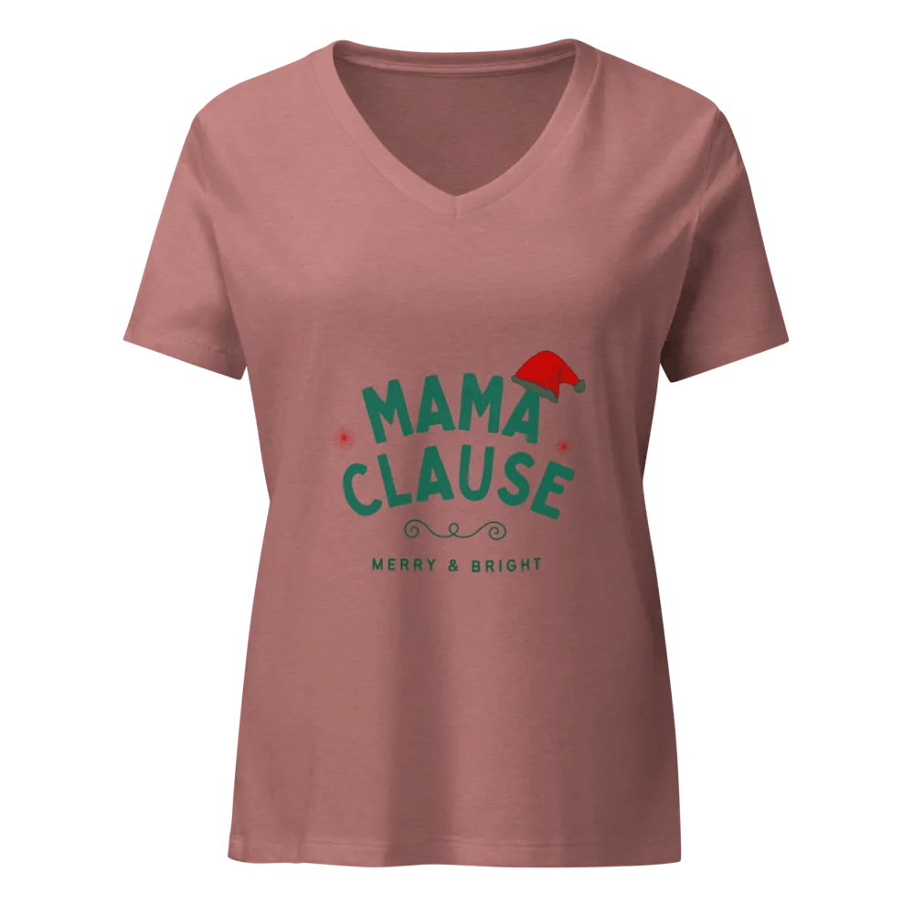 Mama Claus Merry & Bright V-Neck Tee product image (2)