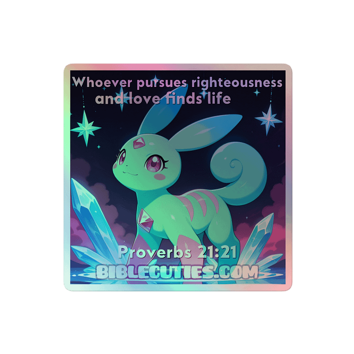 Bible Cuties Vanessa - Whoever pursues righteousness and love finds life Holographic Sticker product image (2)