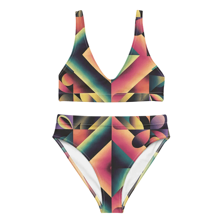 Abstract Lithographic Pattern Design High Waisted Bikini - V7 product image (2)