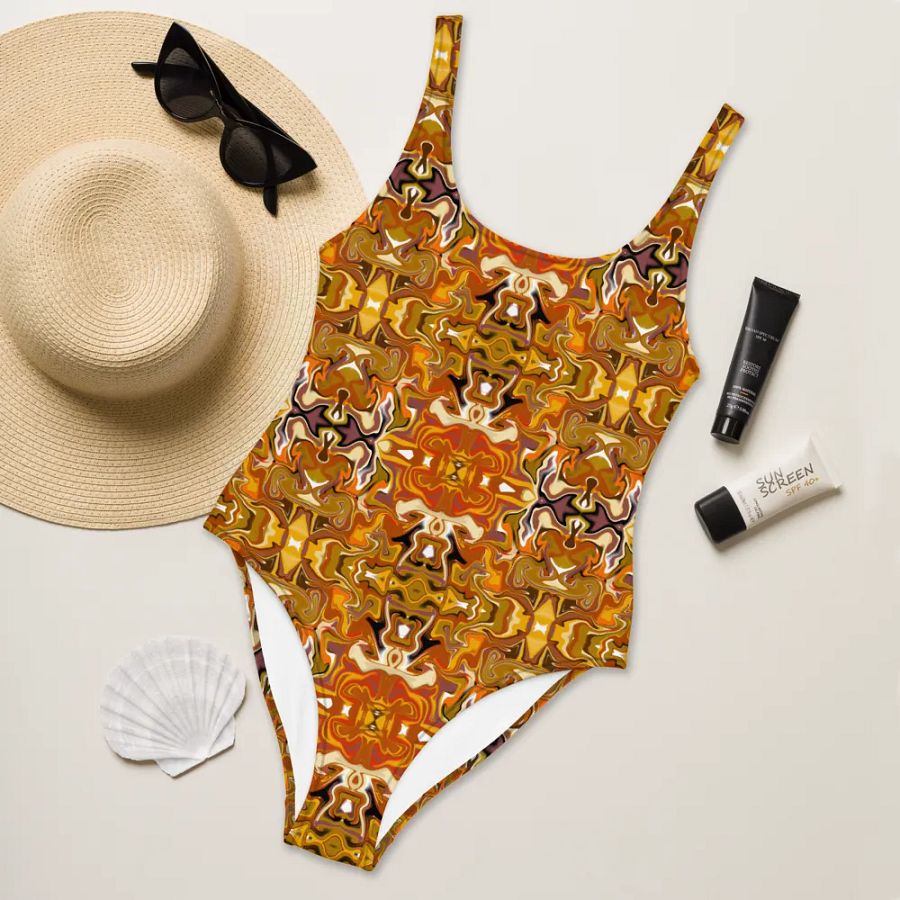 Symmetrical Splendor Brown African Inspired Design Swimsuit product image (8)