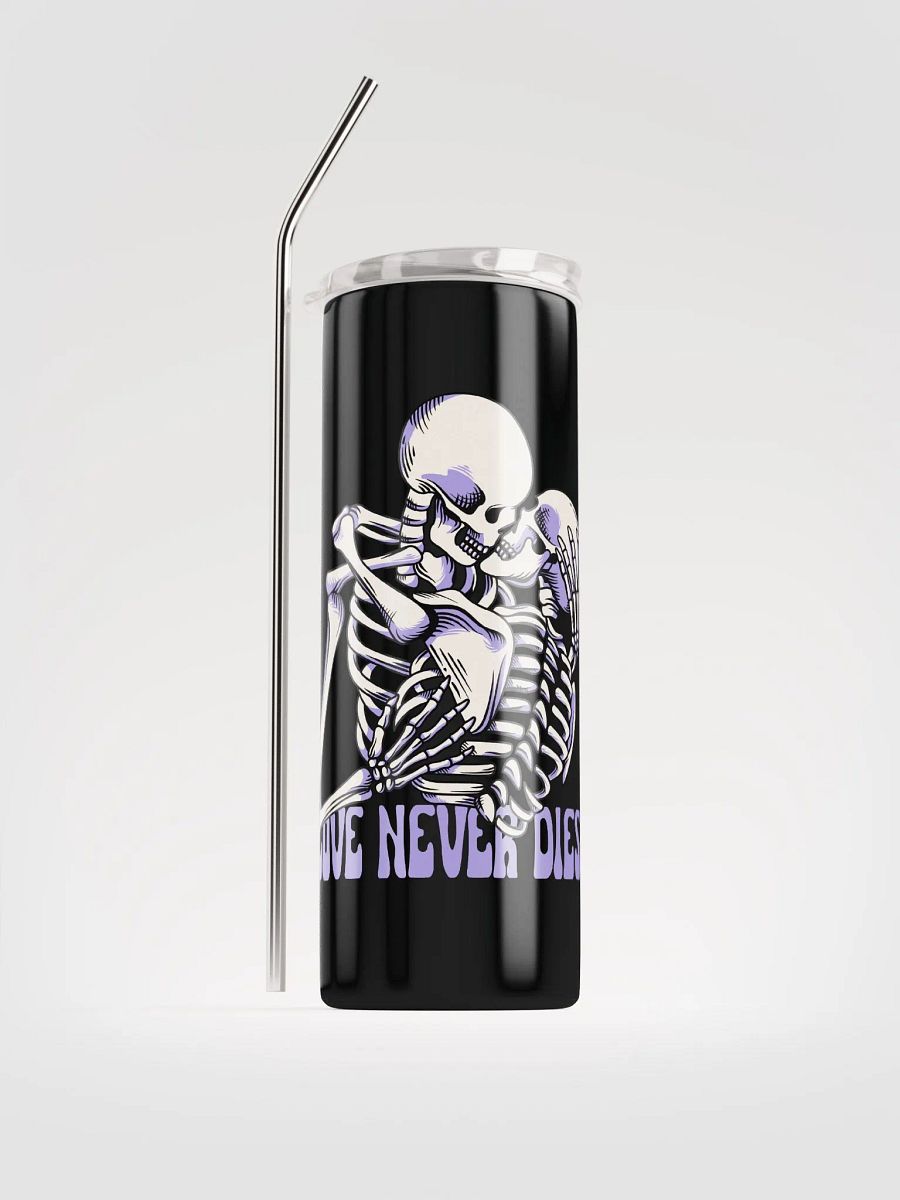 Gothic Valentine's Stainless Steel Tumbler: Love Never Dies product image (1)