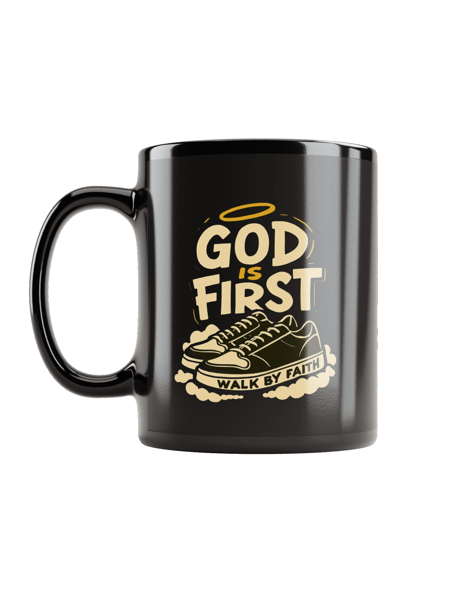 "God Is First, Walk by Faith" Black Ceramic Mug product image (6)