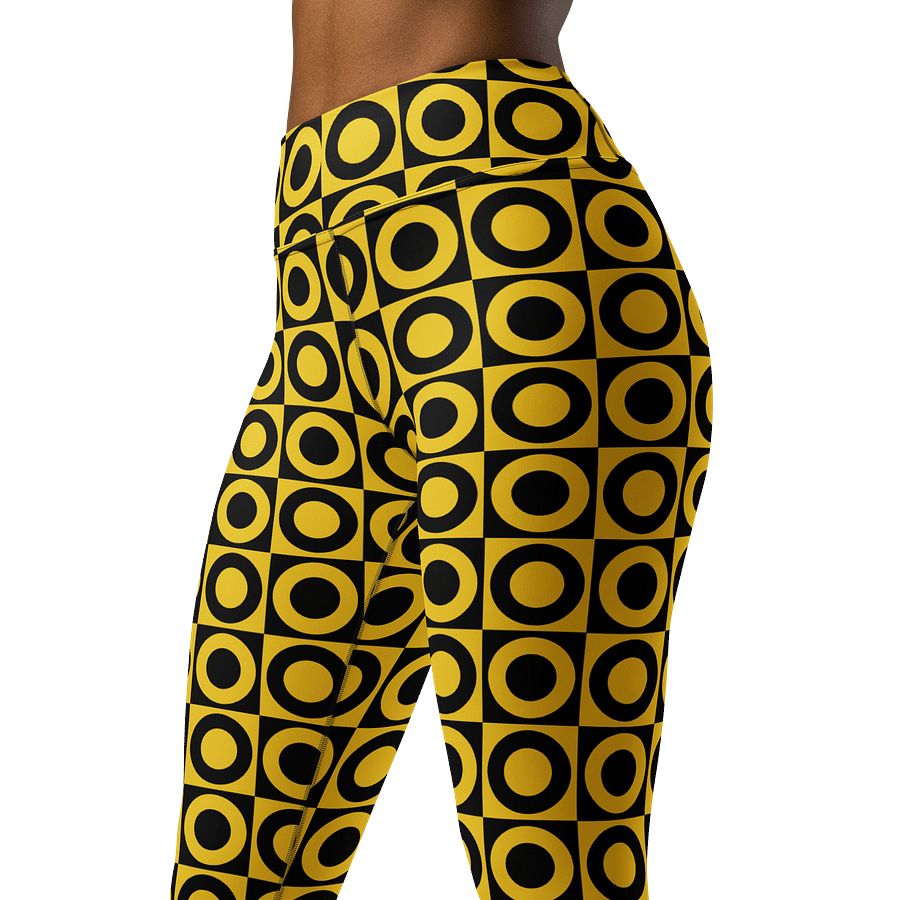Retro Circles Leggings - Black and Yellow Geometric Pattern product image (4)