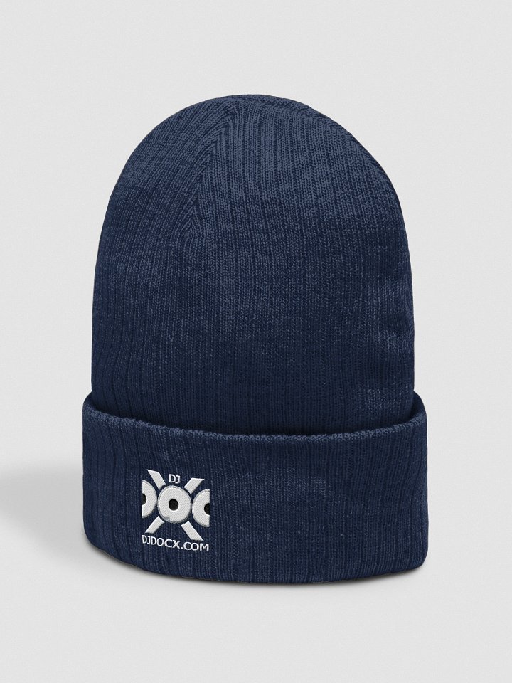 DJDocX Ribbed Knitt Beanie - White Logo product image (6)