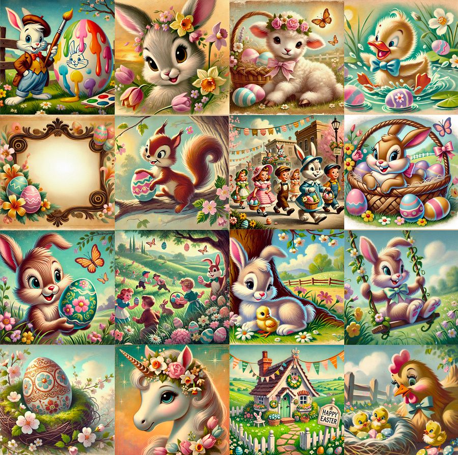 Easter Charm Digital Paper Pages, Scrapbook, Junk Journal, printable images product image (4)