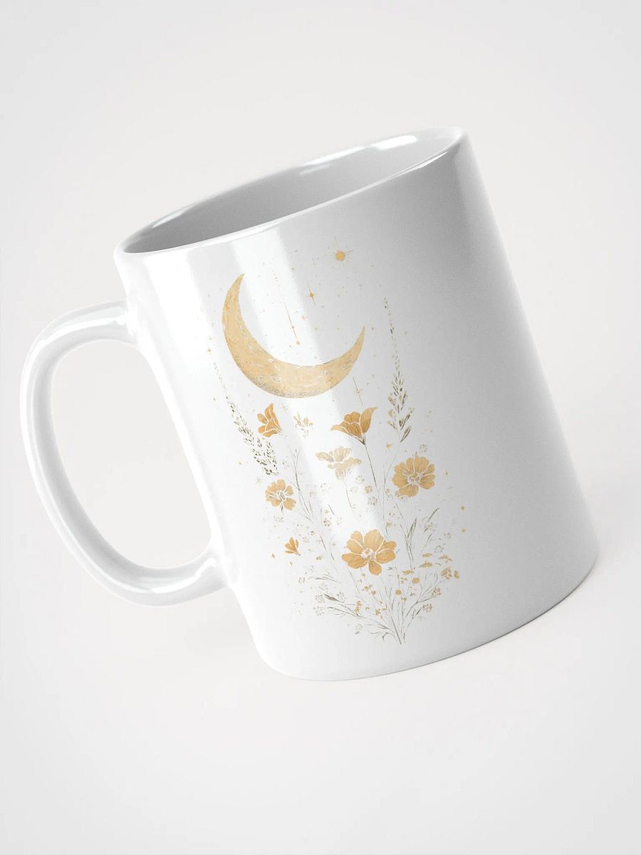 Floral Crescent Moon White Glossy Mug product image (9)