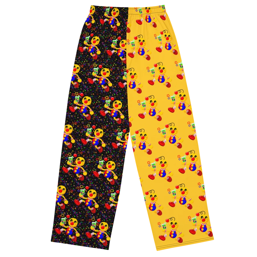 Split Yellow and Arcade All-Over Boyoyoing Clown Soda Unisex Wide-Leg Pants product image (2)