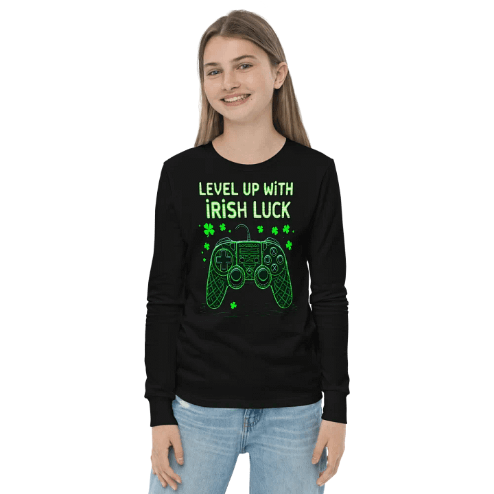 Level Up with Irish Luck | St. Patrick’s Day Gaming Youth T-Shirt product image (3)