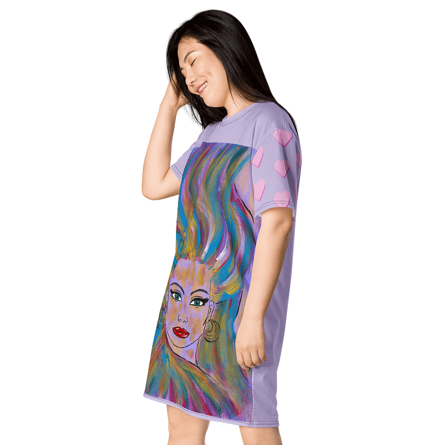 Girl with the colorful hair (art by Dina R.) acrylic painting picture - T-Shirt Dress product image (3)