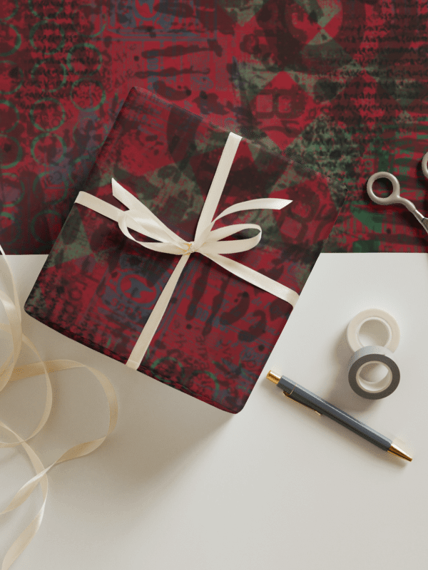 Red Green Grunge Wrapping Paper product image (7)