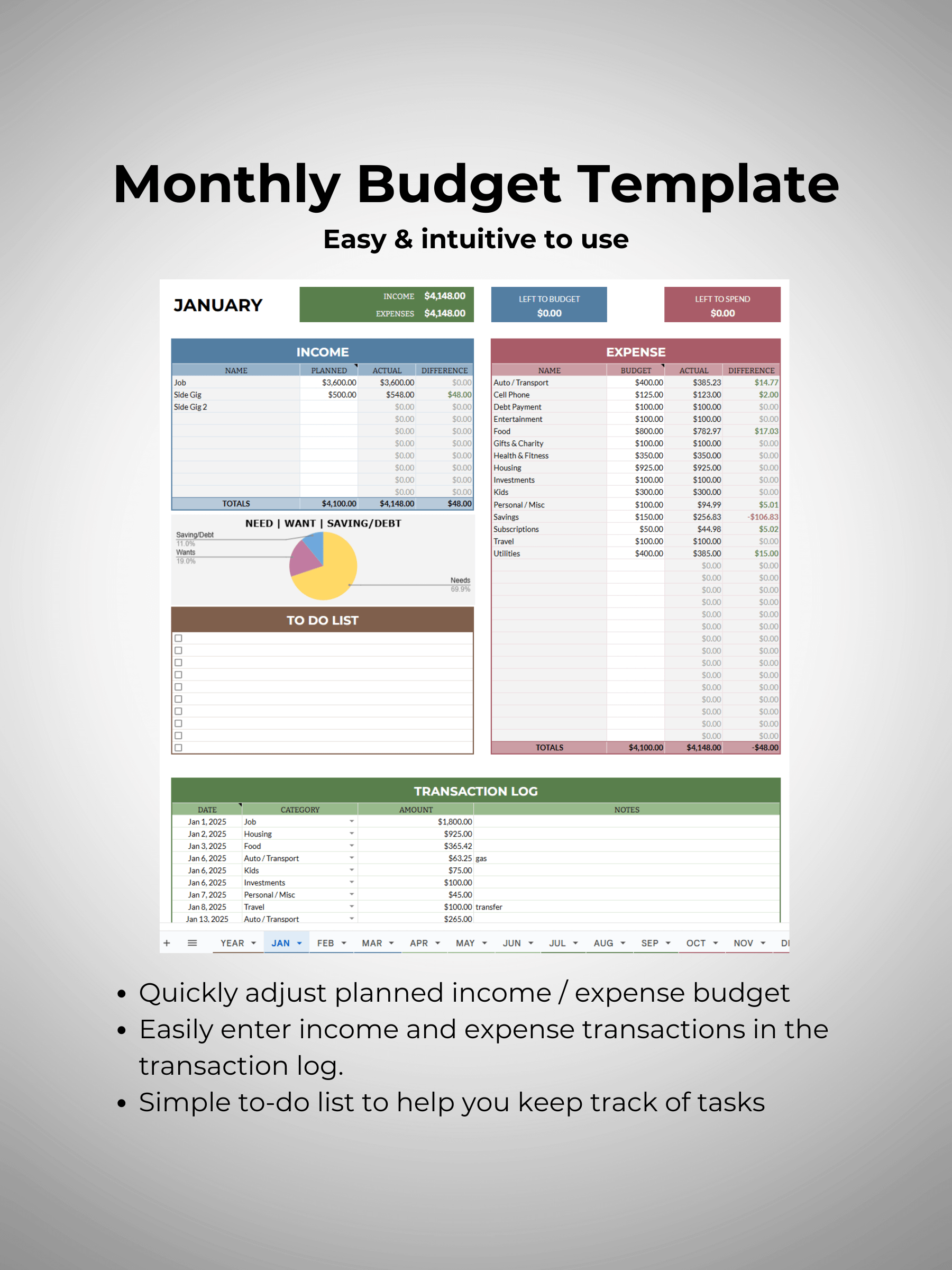 Simple Personal Budget Template (Google Sheets) product image (2)