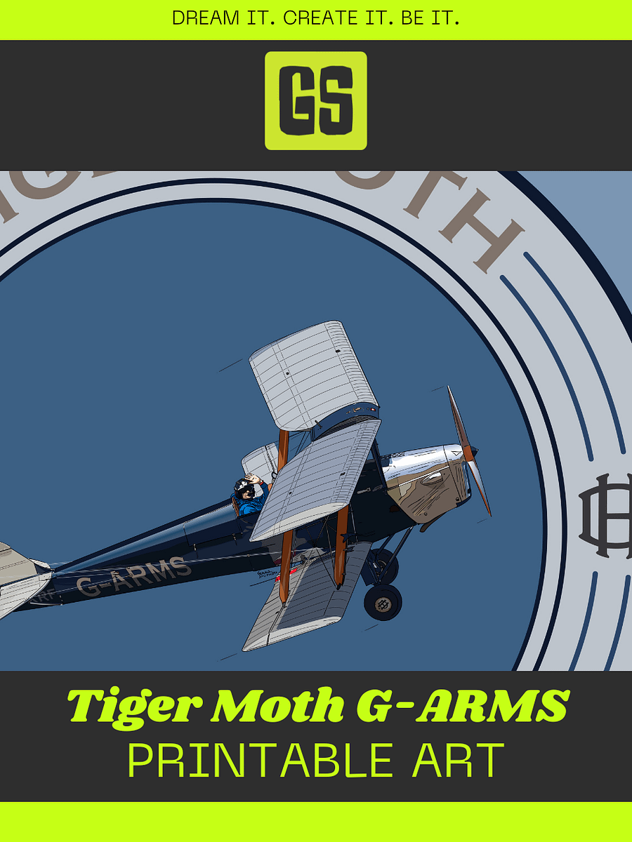 Tiger Moth G-ARMS Printable Aviation Wall Art Square Size Special Edition Blue Emblem product image (4)