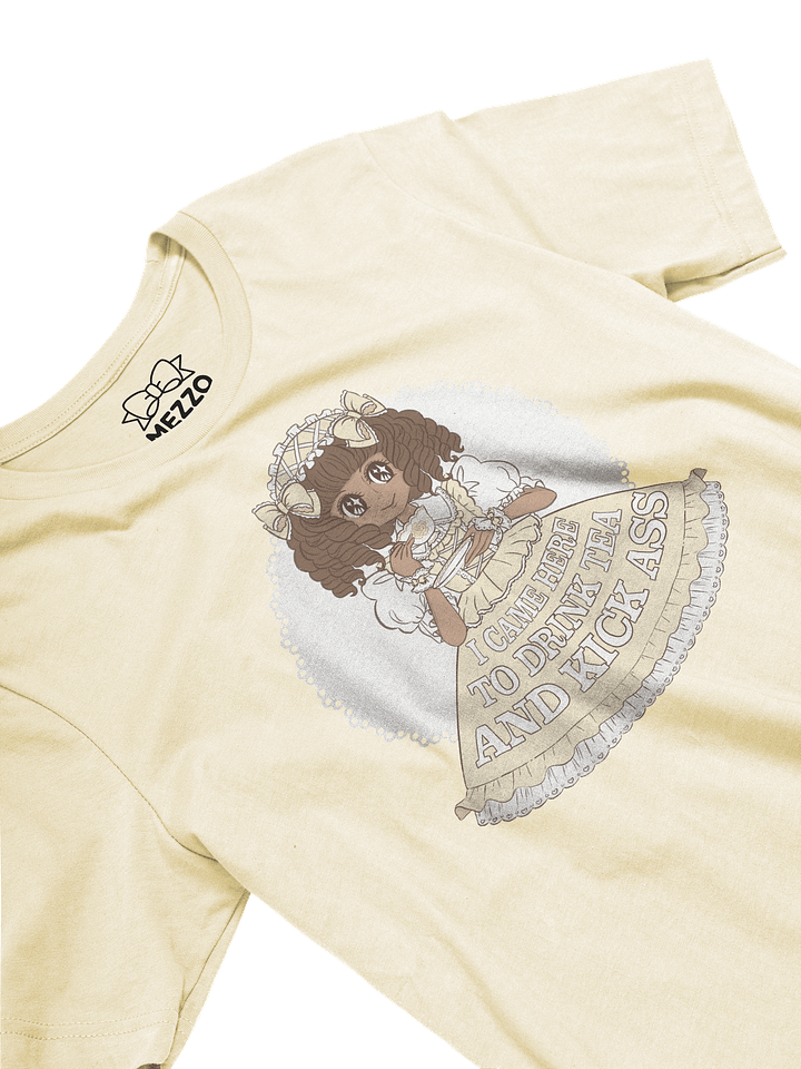 I Came Here to Drink Tea & Kick Ass (Oldschool, Cream) cotton t-shirt product image (2)