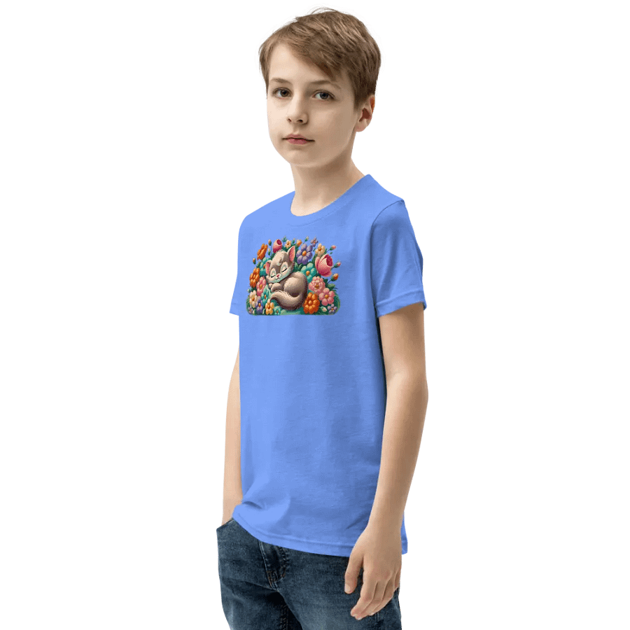 Kitten Sleeping in Flowers Kids T-Shirt product image (19)