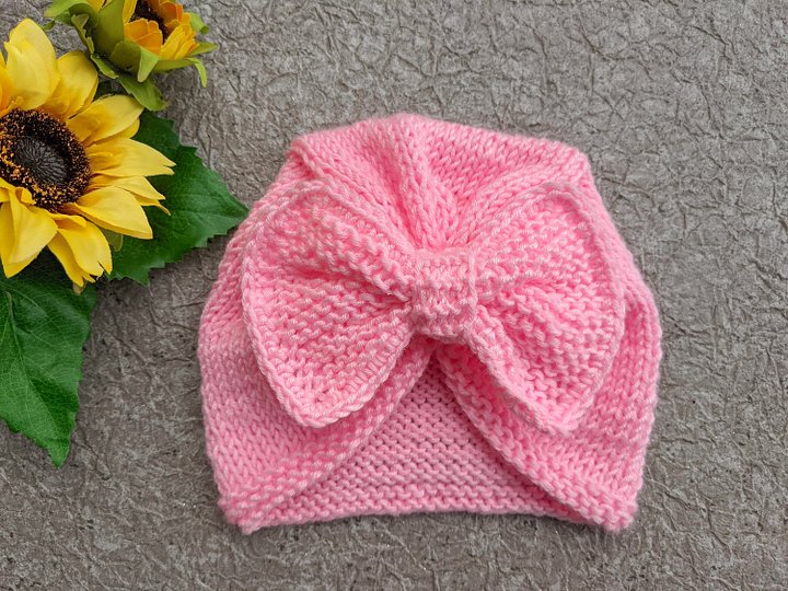 Baby Knit Turban Hat with Bow Pattern product image (1)