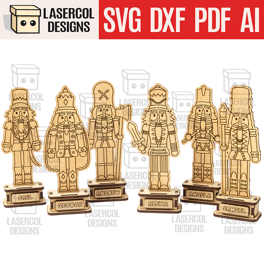Nutcracker Set (2 Sizes, 6 Styles) - Christmas Gift - Laser Cut Files product image (1)